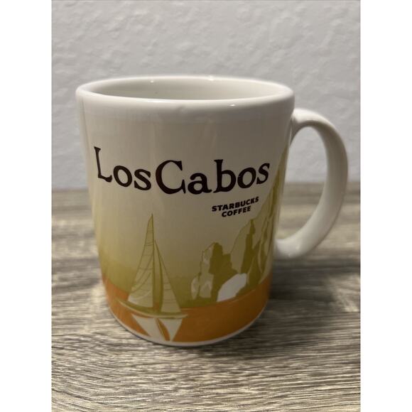 Starbucks Global Icon Mug Los Cabos Mexico Yellow Sailboat Whale HTF Grail Rare! - Picture 1 of 16